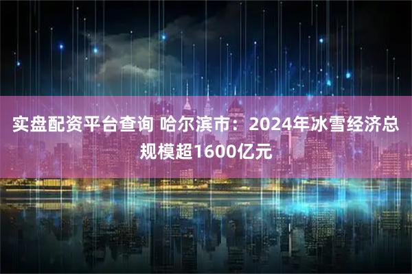 实盘配资平台查询 哈尔滨市：2024年冰雪经济总规模超1600亿元
