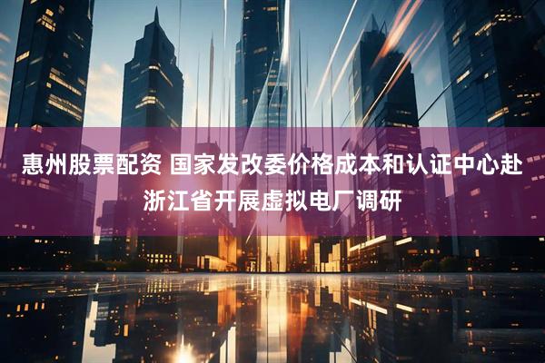 惠州股票配资 国家发改委价格成本和认证中心赴浙江省开展虚拟电厂调研